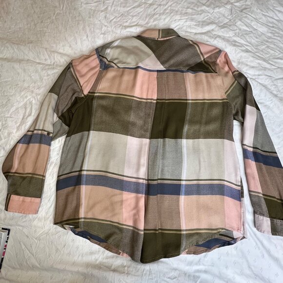 Lucky Brand Women Plaid Button-Up Shirt XL Multi-Color Viscose Modal Casual - Picture 2 of 16
